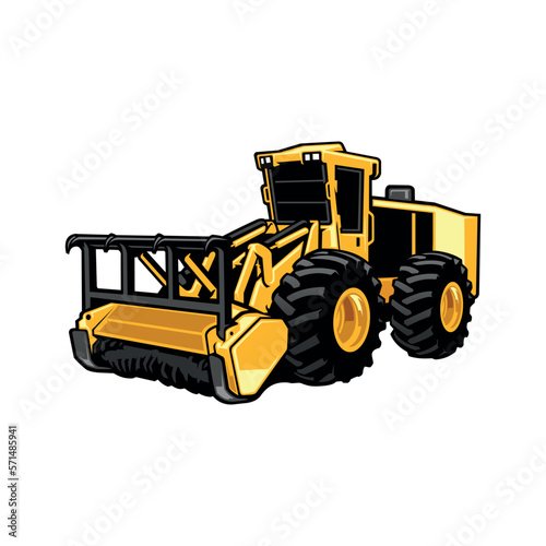 agriculture and forestry mulcher illustration vector