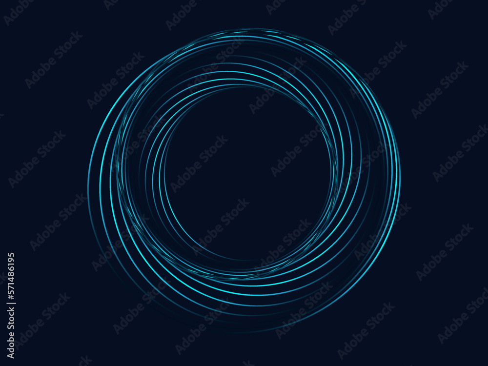 Vector abstract circle frame with wavy rounded lines pattern flowing in blue green colors isolated on black background for concept of music, technology, ai Vector abstract circle frame with wavy rounded lines pattern flowing in blue green colors isolated on black background for concept of music, technology, ai