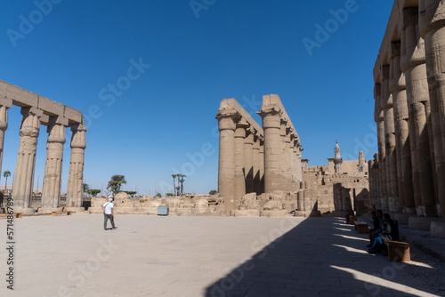 Columns of the Luxor temple on a sunny day.