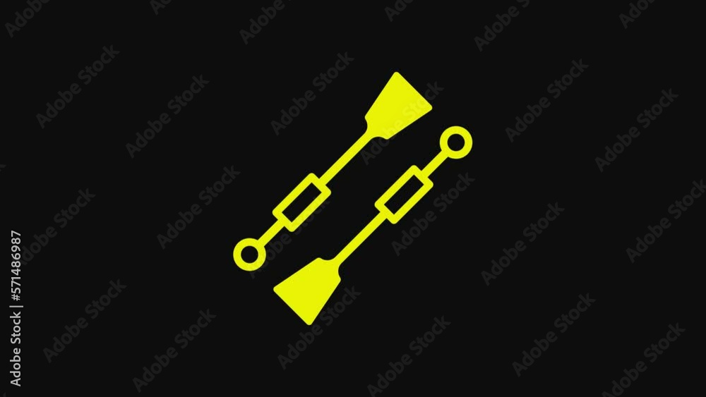 Yellow Oars or paddles boat icon isolated on black background. 4K Video motion graphic animation Yellow Oars or paddles boat icon isolated on black background. 4K Video motion graphic animation