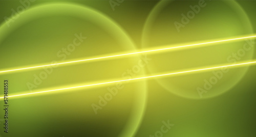 Abstract yellow background with neon rays and circles. Backdrop for banners, posters or flyers, signs and businesses, advertisements and websites, covers for social networks. Vector illustration
