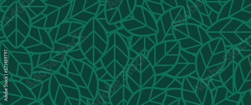 Botanical leaf line art wallpaper background vector. Luxury natural hand drawn foliage pattern design in minimalist linear contour simple style. Design for fabric, print, cover, banner, invitation.