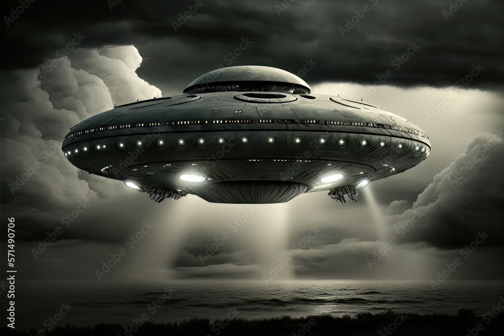 UFO, Alien, Monster, invade on the world/ planet/ road. Generative AI UFO, Alien, Monster, invade on the world/ planet/ road. Generative AI
