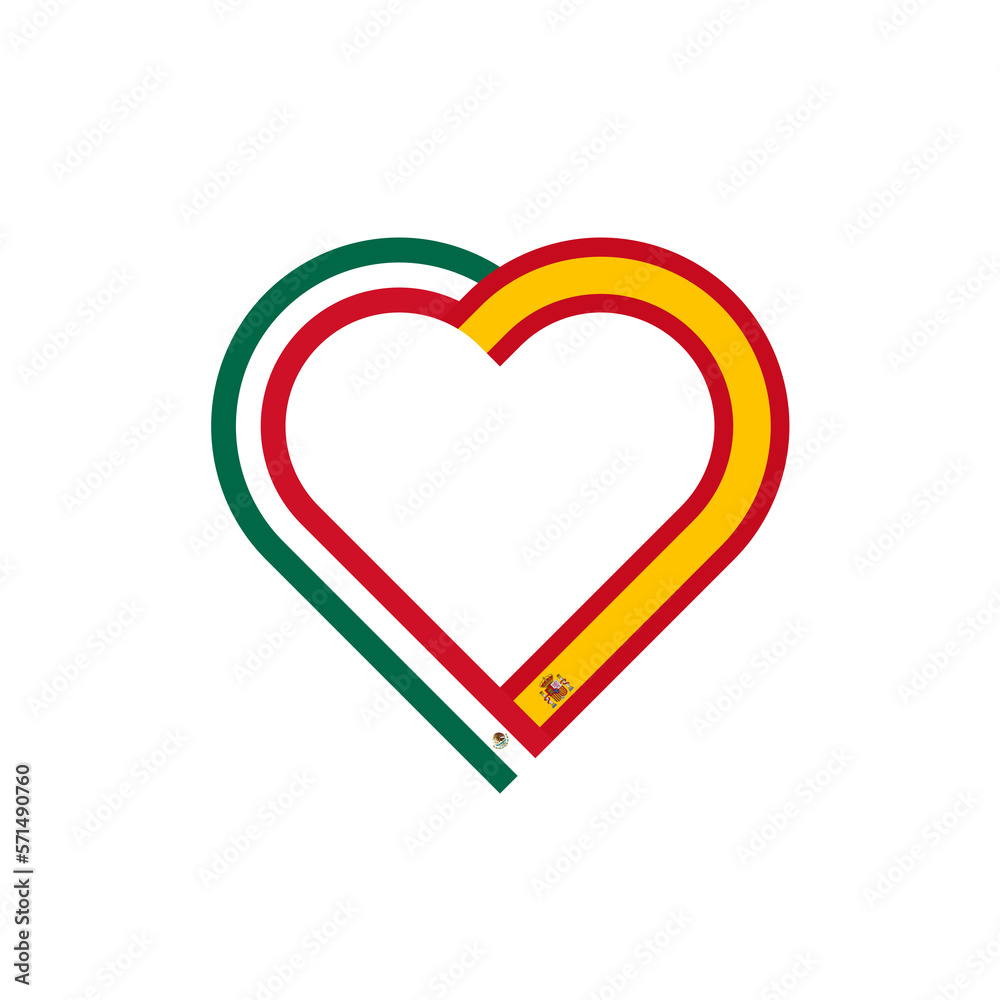 unity concept. heart ribbon icon of mexico and spain flags. transparent png background unity concept. heart ribbon icon of mexico and spain flags. transparent png background