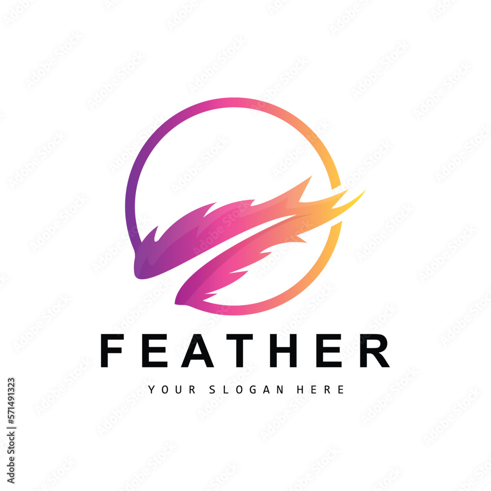 Fototapeta premium Feather Logo, Animal Wing Design, Vector Icon Template Simple