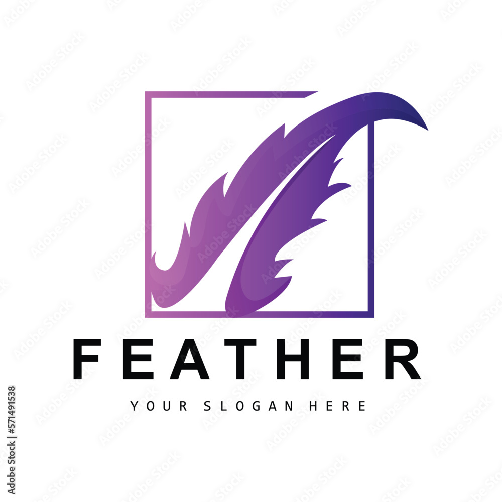 Obraz premium Feather Logo, Animal Wing Design, Vector Icon Template Simple