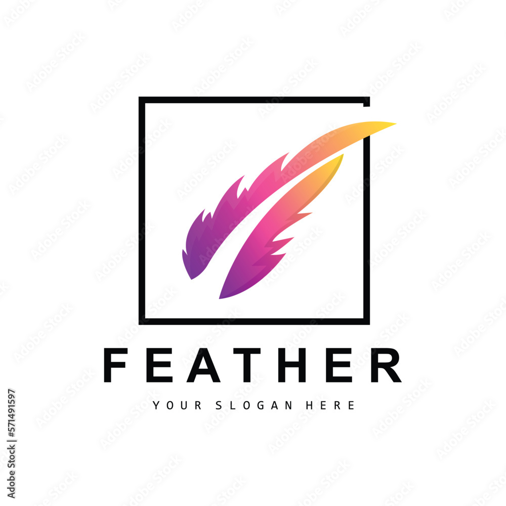 Feather Logo, Animal Wing Design, Vector Icon Template Simple Feather Logo, Animal Wing Design, Vector Icon Template Simple