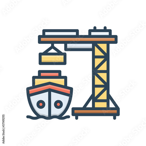 Color illustration icon for port