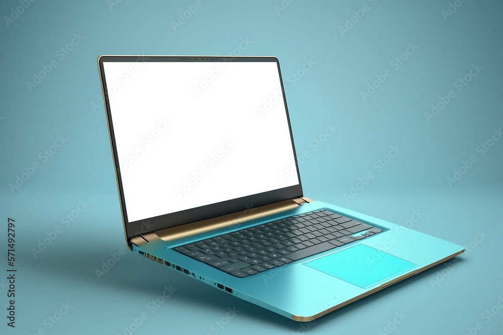Modern laptop mockup with blank white screen, Generative Ai Modern laptop mockup with blank white screen, Generative Ai