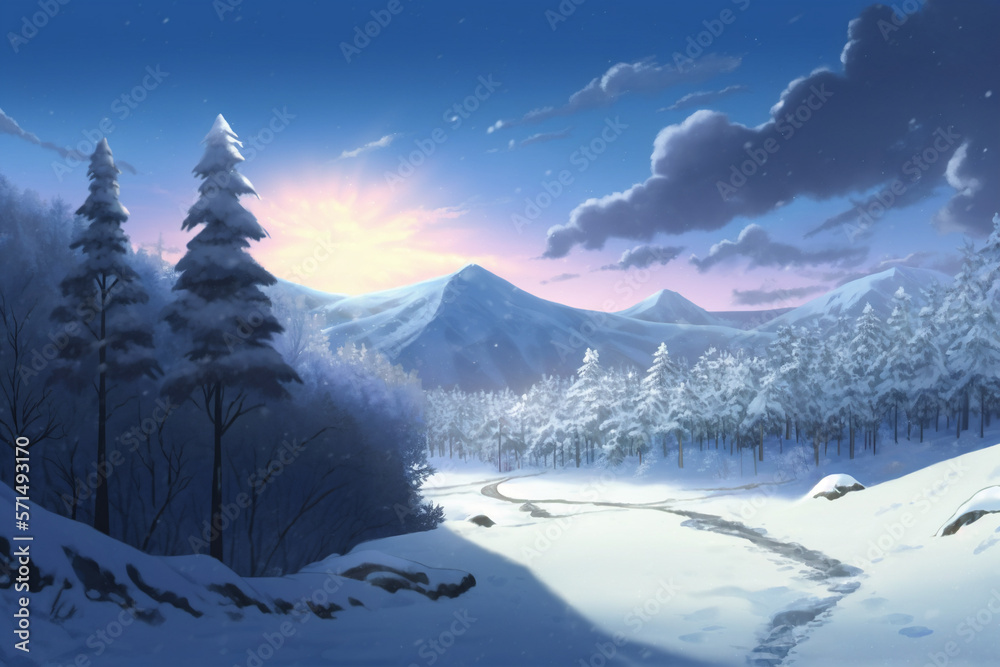 Beautiful winter landscape generative AI
