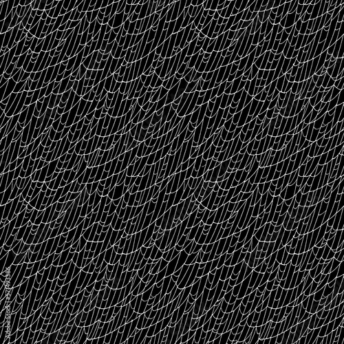 Abstract pattern with white stripes on black. AI illustration. Seamless image photo