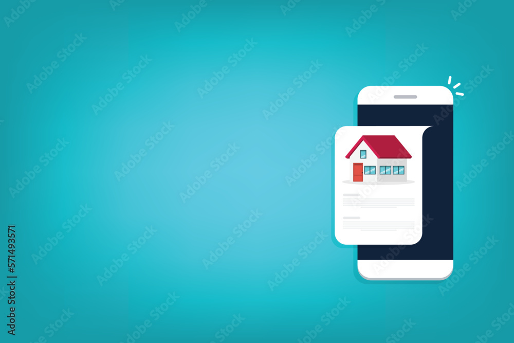 Vecteur Stock Home, house info notification on mobile phone. Digital app on  smartphone device, rent or sell application or smart house notice. | Adobe  Stock