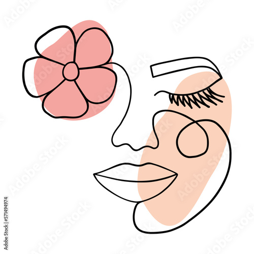 Face in one line art style. 