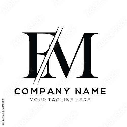 FM letter logo design template elements. FM letter vector logo.