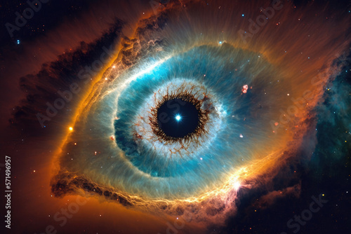 Cosmic human eyes in close range, generative AI.