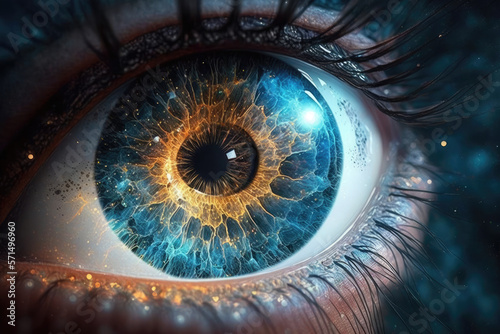 Cosmic human eyes in close range  generative AI.