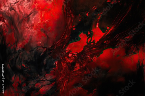 A chaotic red and black ink blend. Generative ai composite.