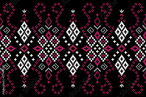 Cross stitch colorful geometric traditional ethnic pattern Ikat seamless pattern abstract design for fabric print cloth dress carpet curtains and sarong Aztec African Indian Indonesian 