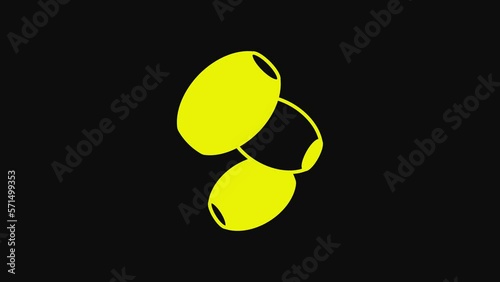 Yellow Olives icon isolated on black background. 4K Video motion graphic animation