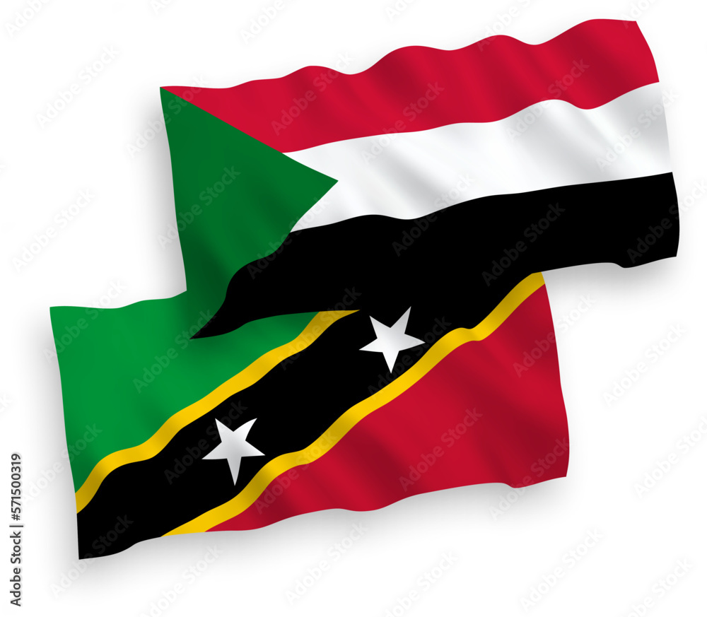 Naklejka premium Flags of Federation of Saint Christopher and Nevis and Sudan on a white background
