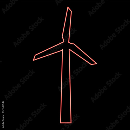 Neon wind generator red color vector illustration image flat style