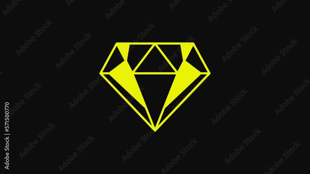 Yellow Diamond icon isolated on black background. Jewelry symbol. Gem stone. 4K Video motion graphic animation Yellow Diamond icon isolated on black background. Jewelry symbol. Gem stone. 4K Video motion graphic animation