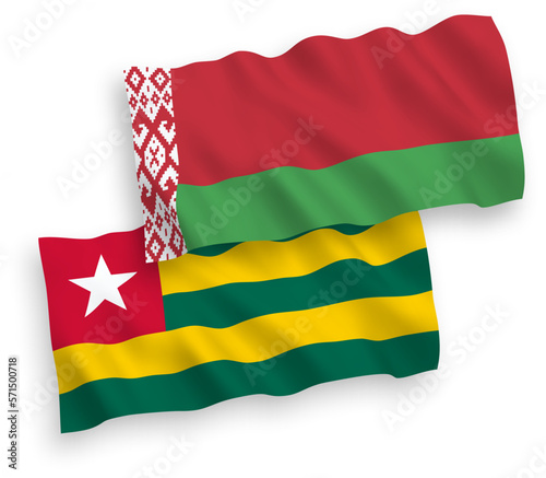Flags of Togolese Republic and Belarus on a white background