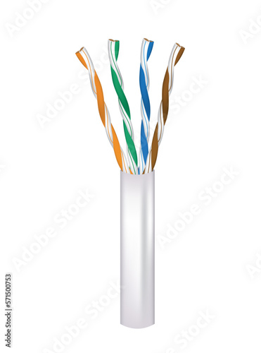 UTP cable with wires, vector illustration photo