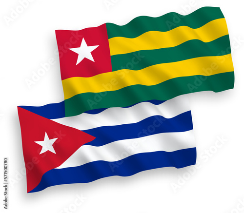 Flags of Togolese Republic and Cuba on a white background