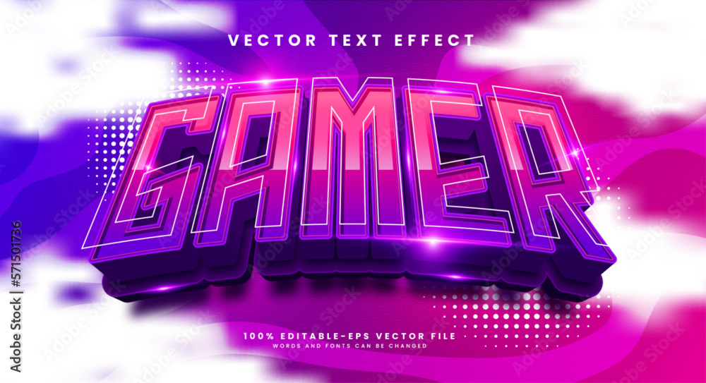 Gamer 3d editable vector text style effect, suitable for e-sport themes