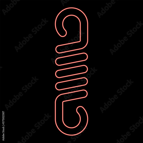 Neon spring metal coil spiral steel wire flexible red color vector illustration image flat style