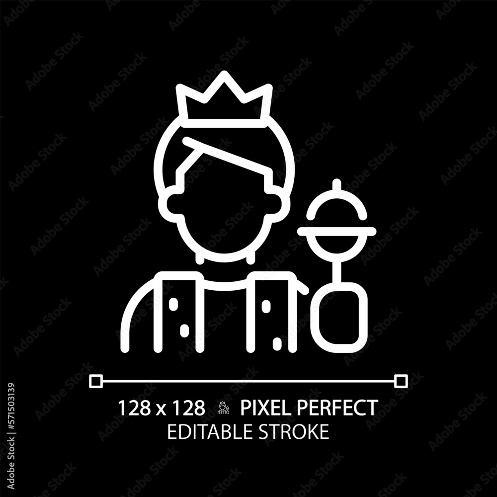 Ruler pixel perfect white linear icon for dark theme. Power and control. Character and brand archetype. Leader skills. Thin line illustration. Isolated symbol for night mode. Editable stroke Ruler pixel perfect white linear icon for dark theme. Power and control. Character and brand archetype. Leader skills. Thin line illustration. Isolated symbol for night mode. Editable stroke