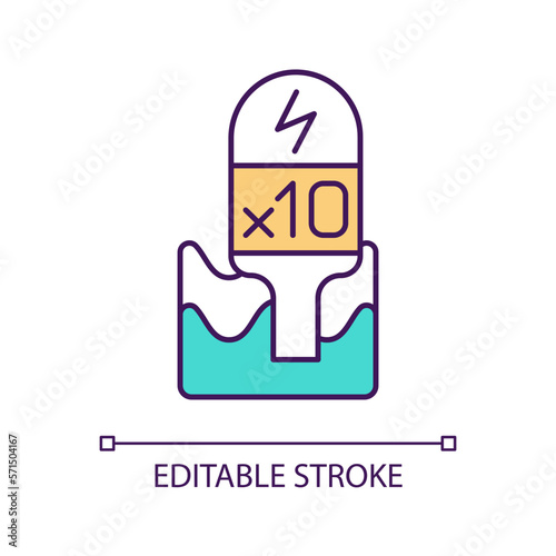 More power generation RGB color icon. Geothermal industrial solution. Ten times more power. Natural resource. Isolated vector illustration. Simple filled line drawing. Editable stroke