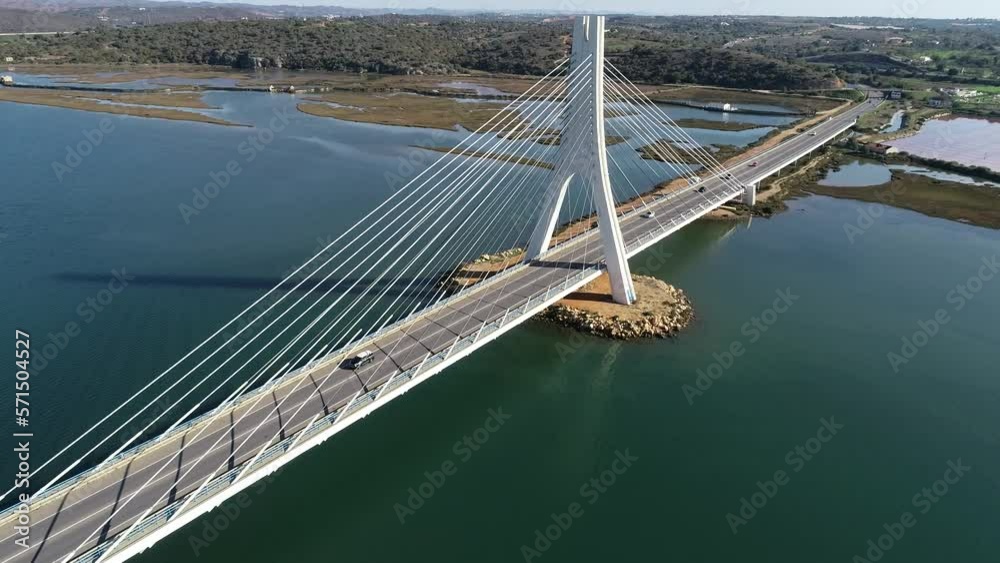 Cable-stayed bridge of Portimao from Aerial View