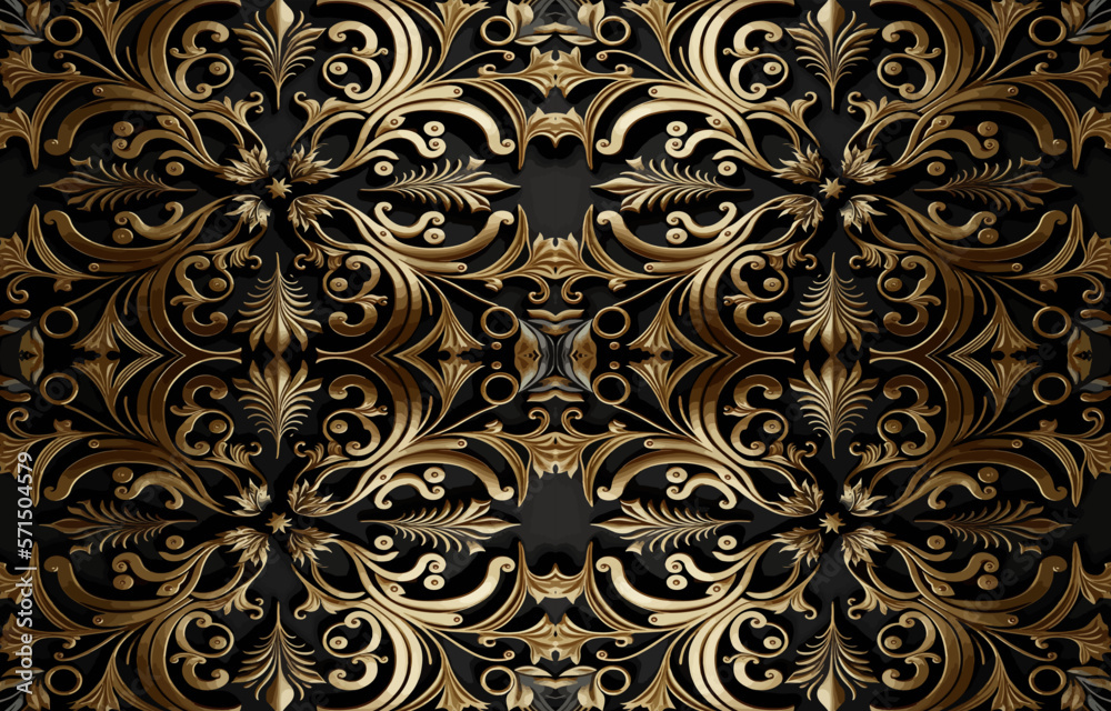 Golden and black seamless fabric pattern. Abstract traditional folk antique vintage retro ethnic graphic line. Fabric textile vector illustration ornate elegant luxury style. Art print for background. Golden and black seamless fabric pattern. Abstract traditional folk antique vintage retro ethnic graphic line. Fabric textile vector illustration ornate elegant luxury style. Art print for background.