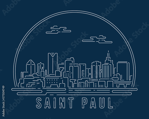 Saint Paul - Cityscape with white abstract line corner curve modern style on dark blue background  building skyline city vector illustration design