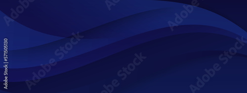 Blue modern abstract wide banner with geometric shapes. Dark blue and white abstract background. Vector illustration © Semar Design