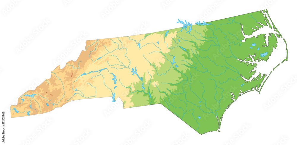 Obraz premium High detailed North Carolina physical map.