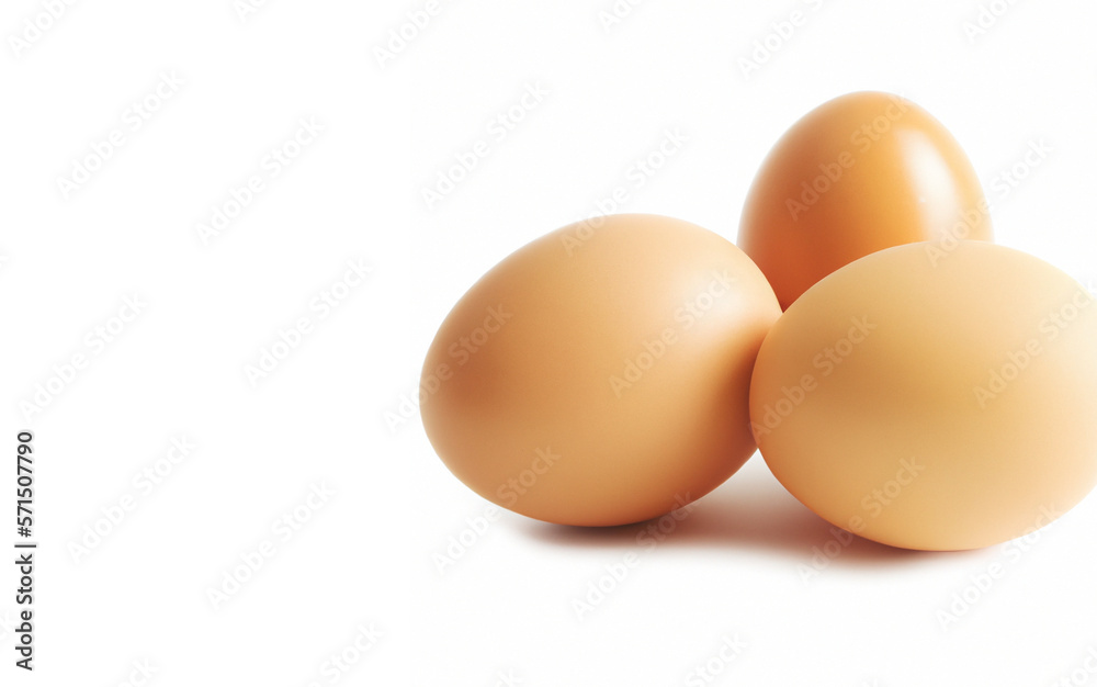 three eggs isolated on white background, three eggs isolated on white background,