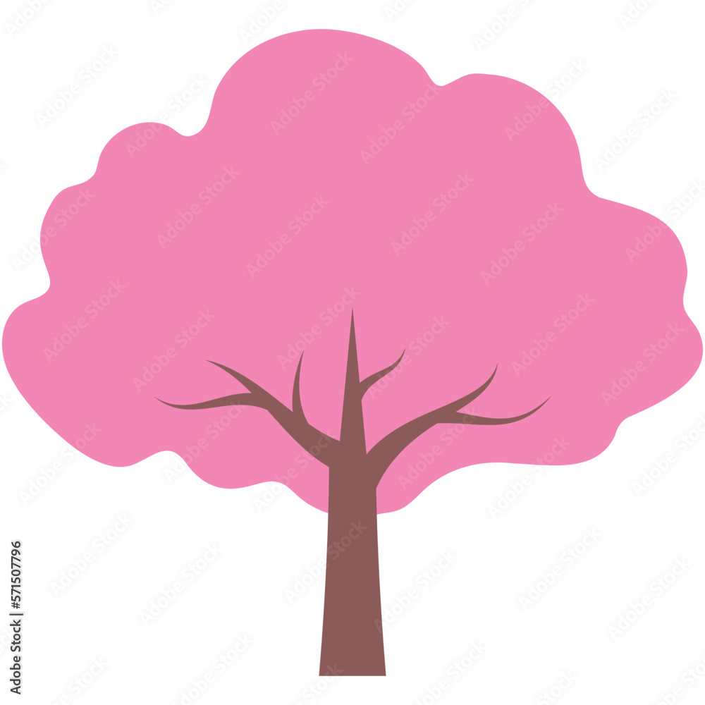 桜の木のイラスト（濃いピンク）