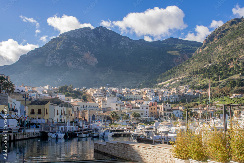View from the port of Castellammare del Golfo in the province of Trapani