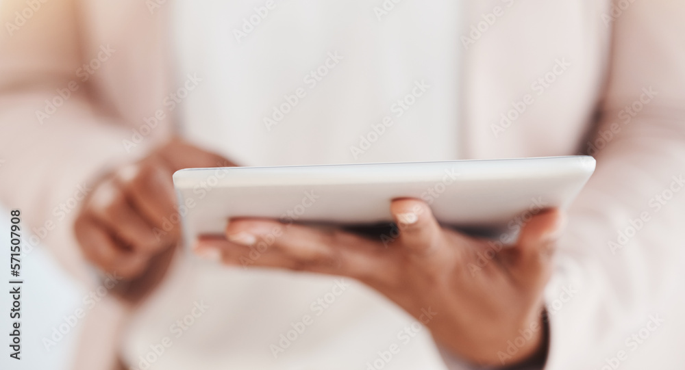 Search, tablet and communication with hands of woman for social media, networking and digital marketing. Email, internet and technology with employee and online news for website, planning and contact Search, tablet and communication with hands of woman for social media, networking and digital marketing. Email, internet and technology with employee and online news for website, planning and contact