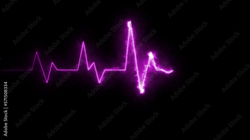 Neon effect heartbeat line seamless looping video on black background. Neon effect heartbeat line seamless looping video on black background.