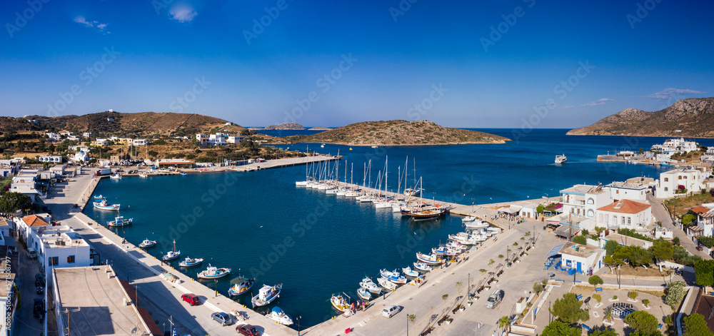 Lipsi harbour in the Dodecanese in Greece