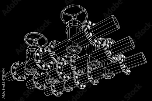 Oil pipeline with valve business concept