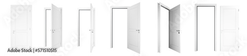 door isolated on white background PNG 3d rendering . light gray door	 photo