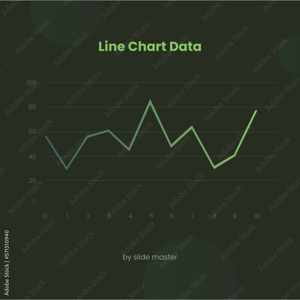Infographic Data Chart Line With Background Dark Green
