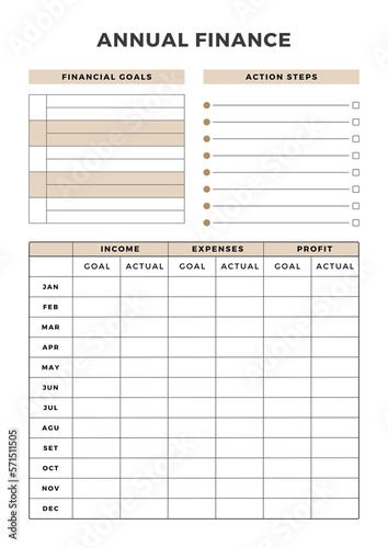 Minimalist planner pages templates. Printable Life & Business Planner Set. Life and business planner. Annual Finance Printable Page 