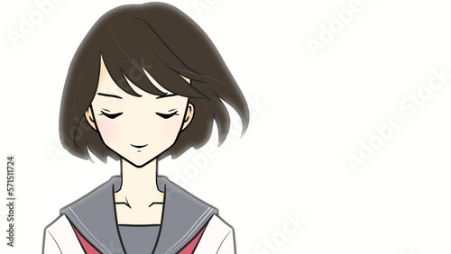 風を受けて微笑む夏服の女学生　ループアニメーション