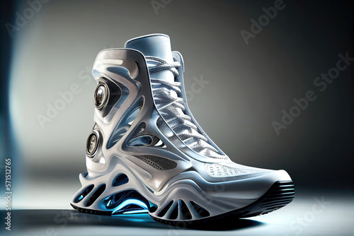Futuristic sportswear sneaker shoe (Generative AI)